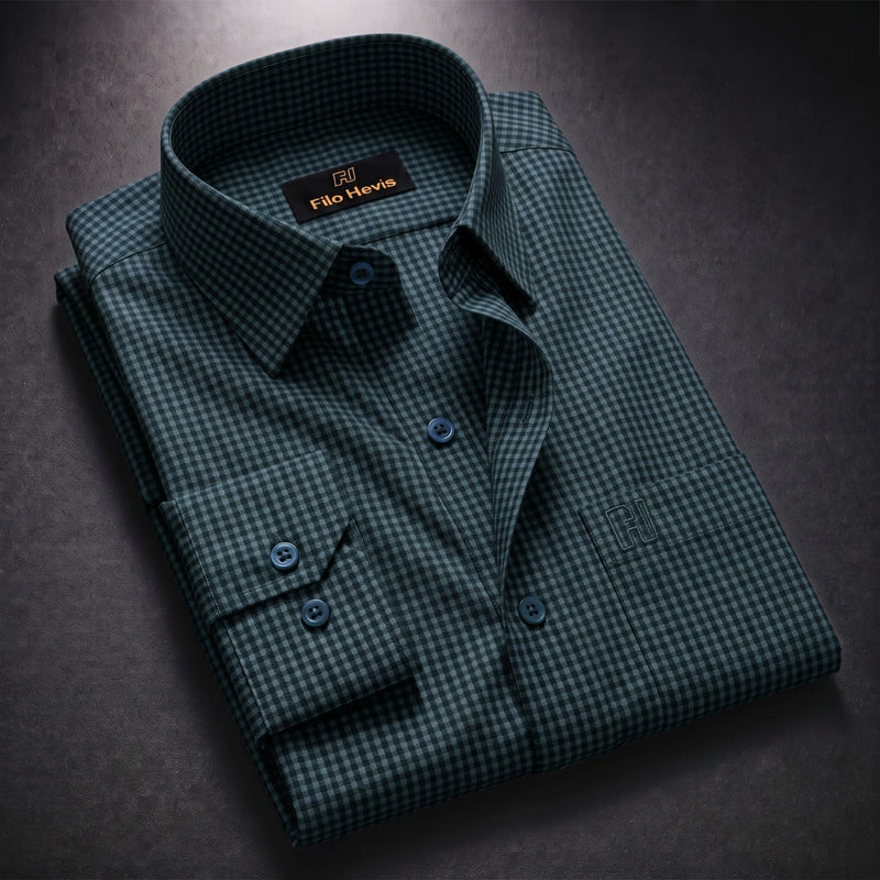 Cotton Check Shirt for Men |Slim fit | Navy Blue