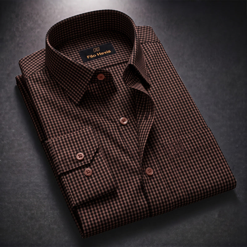 Cotton Check Shirt for Men |Slim fit | Amrican Brown