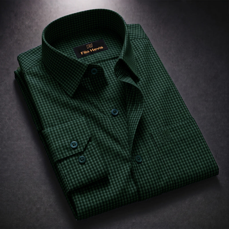 Cotton Check Shirt for Men |Slim fit | Green