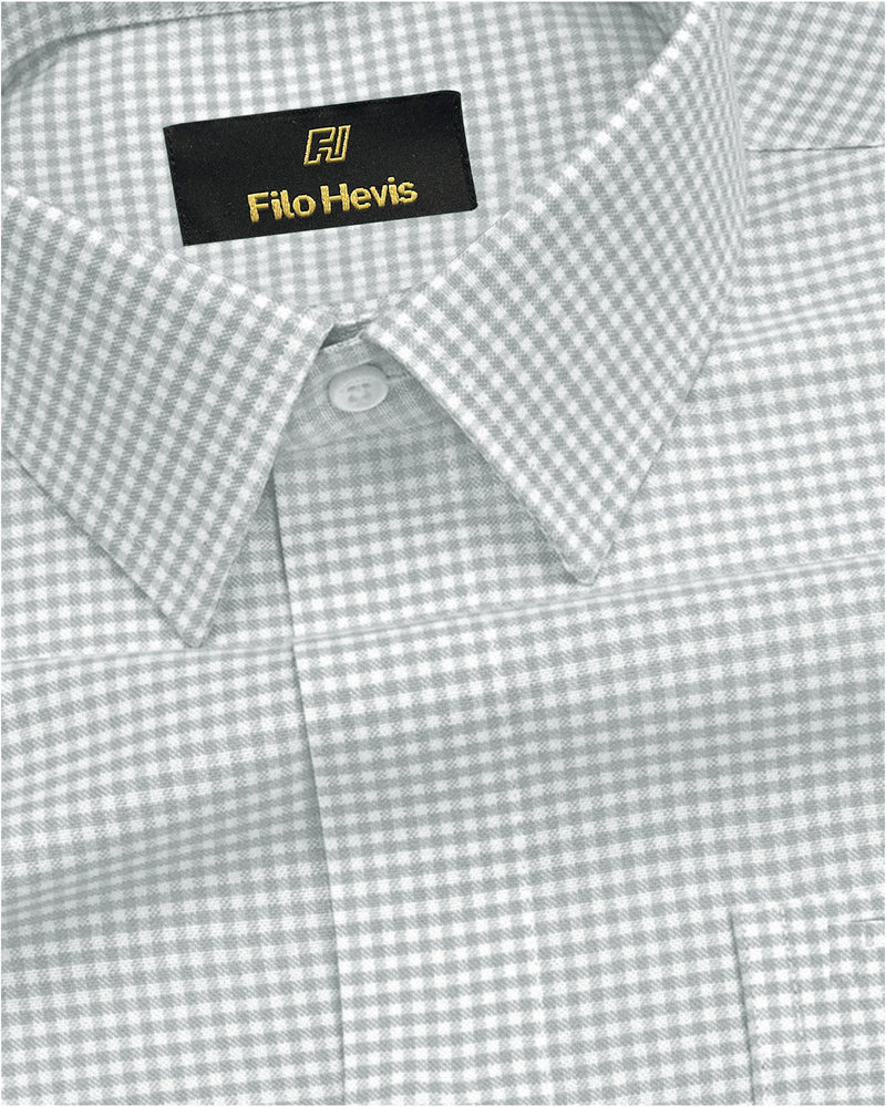 Cotton Check Shirt for Men |Slim fit | Light-Grey