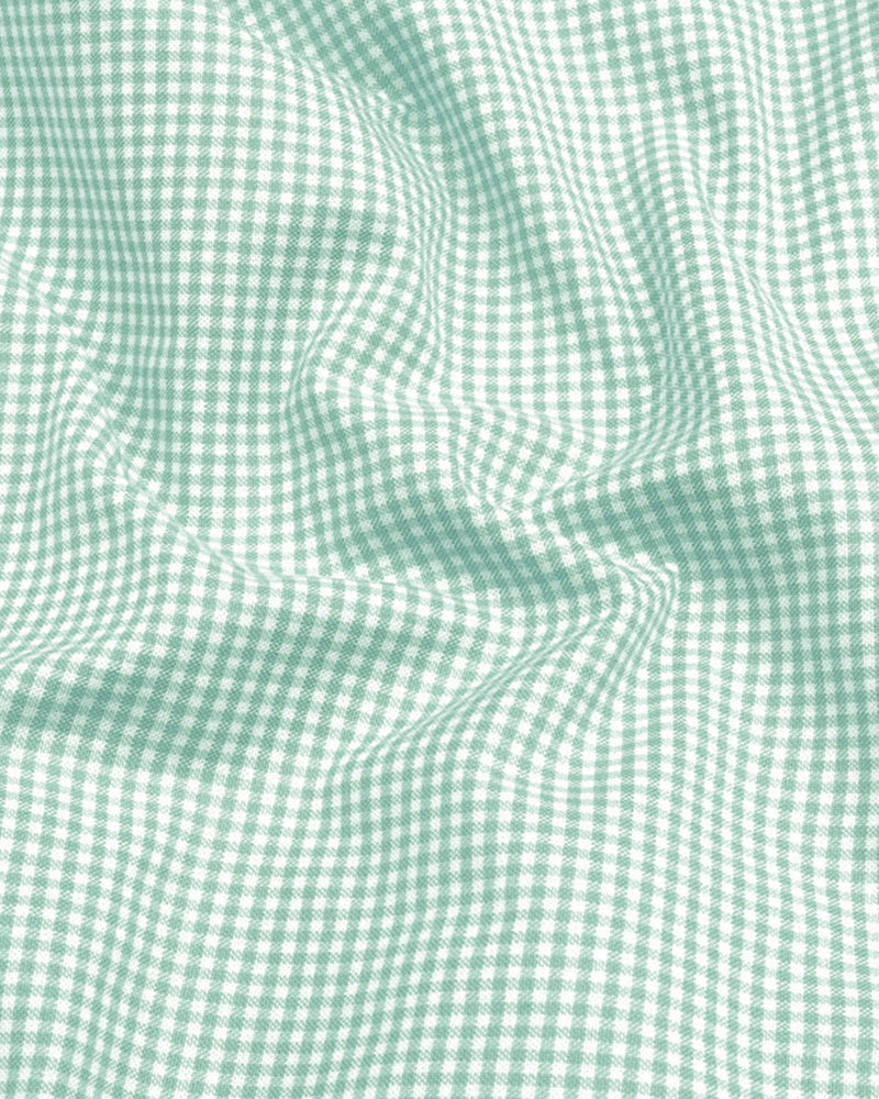Cotton Check Shirt for Men |Slim fit | Pista-Green