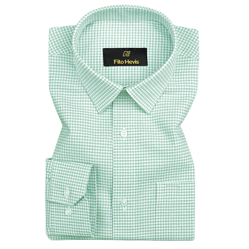 Cotton Check Shirt for Men |Slim fit | Pista-Green
