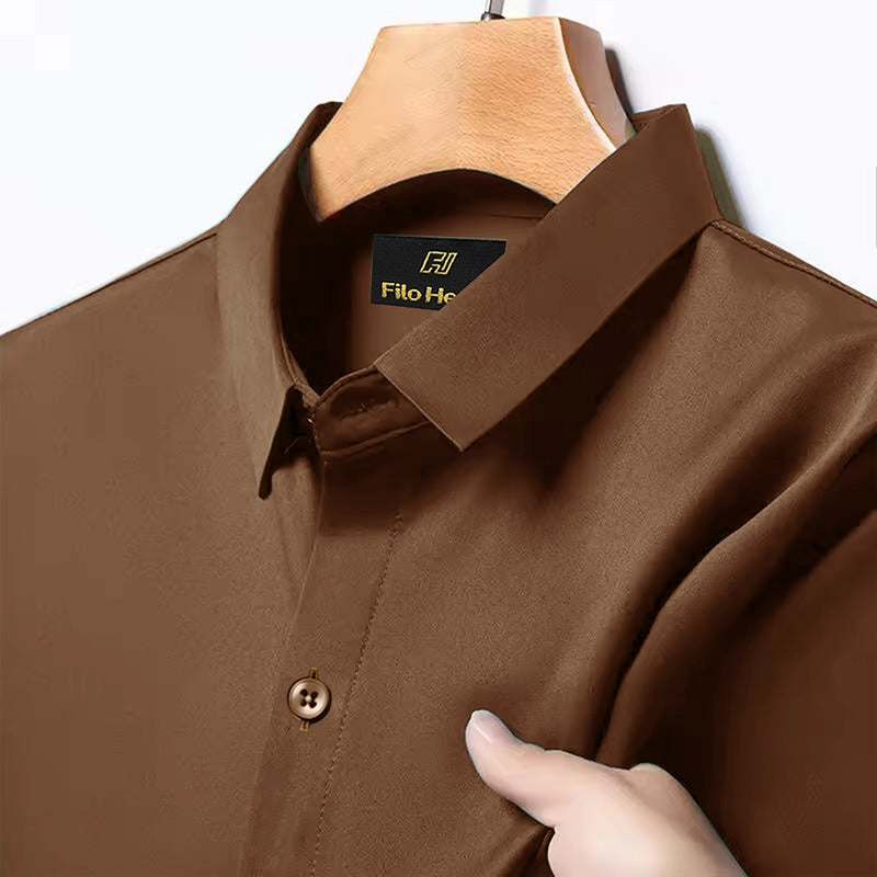 Japanese Lycra anti-wrinkle shirt | Party wear | Brown