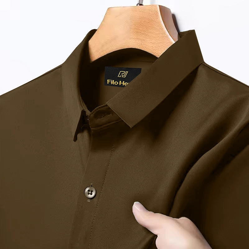 Japanese Lycra anti-wrinkle shirt | Party wear | Light Brown