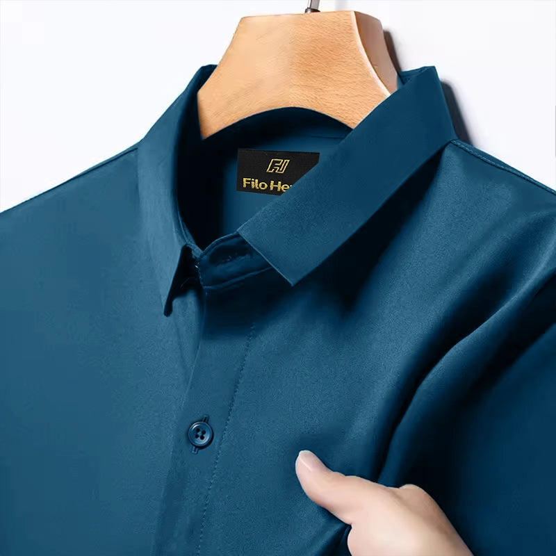 Japanese Lycra anti-wrinkle shirt | Party wear | Teal Blue