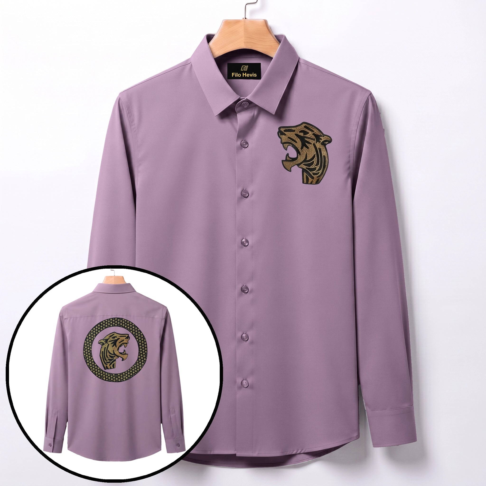 Front & Back Tiger Embroidery Party Shirts | Club Wear | Onion