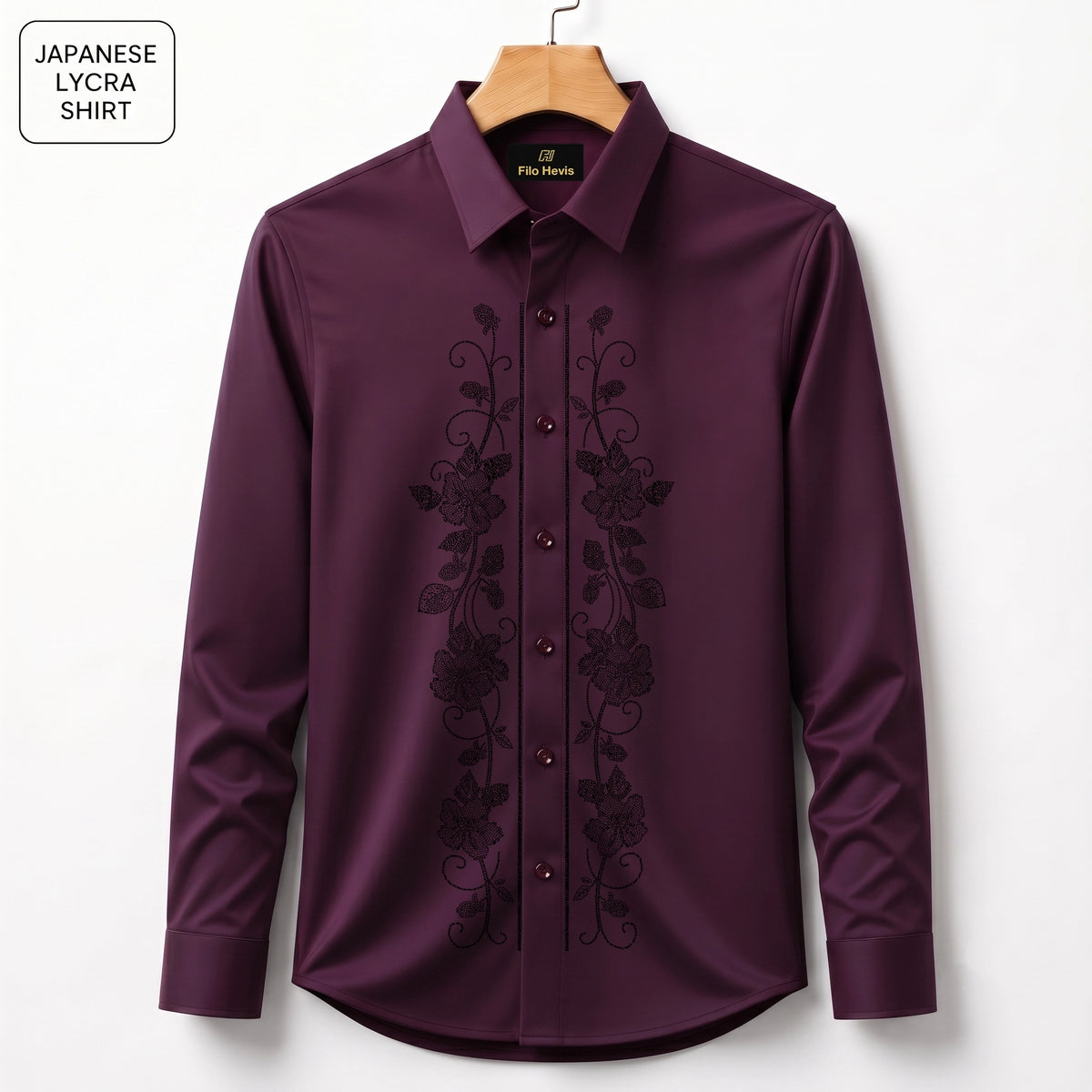 Flower Embroidery Party Shirts | Club Wear | Wine