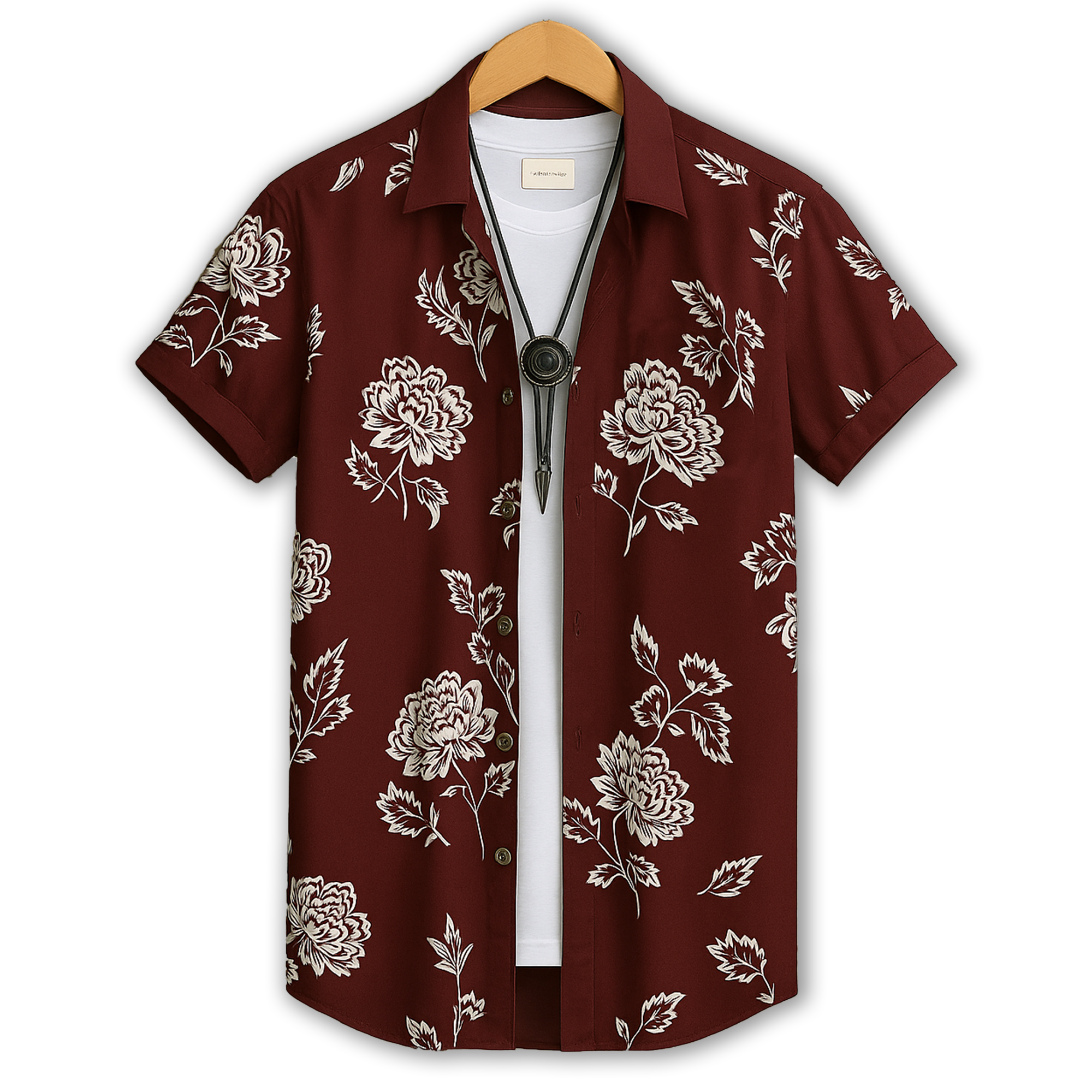 Maroon Half Casual Printed Cotton Shirt Regular Fit For Men