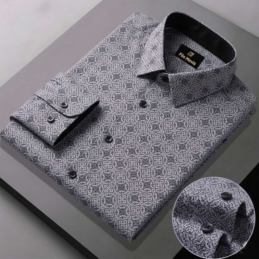 Print Shirt for Men | Smart Regular Fit | Grey My Store