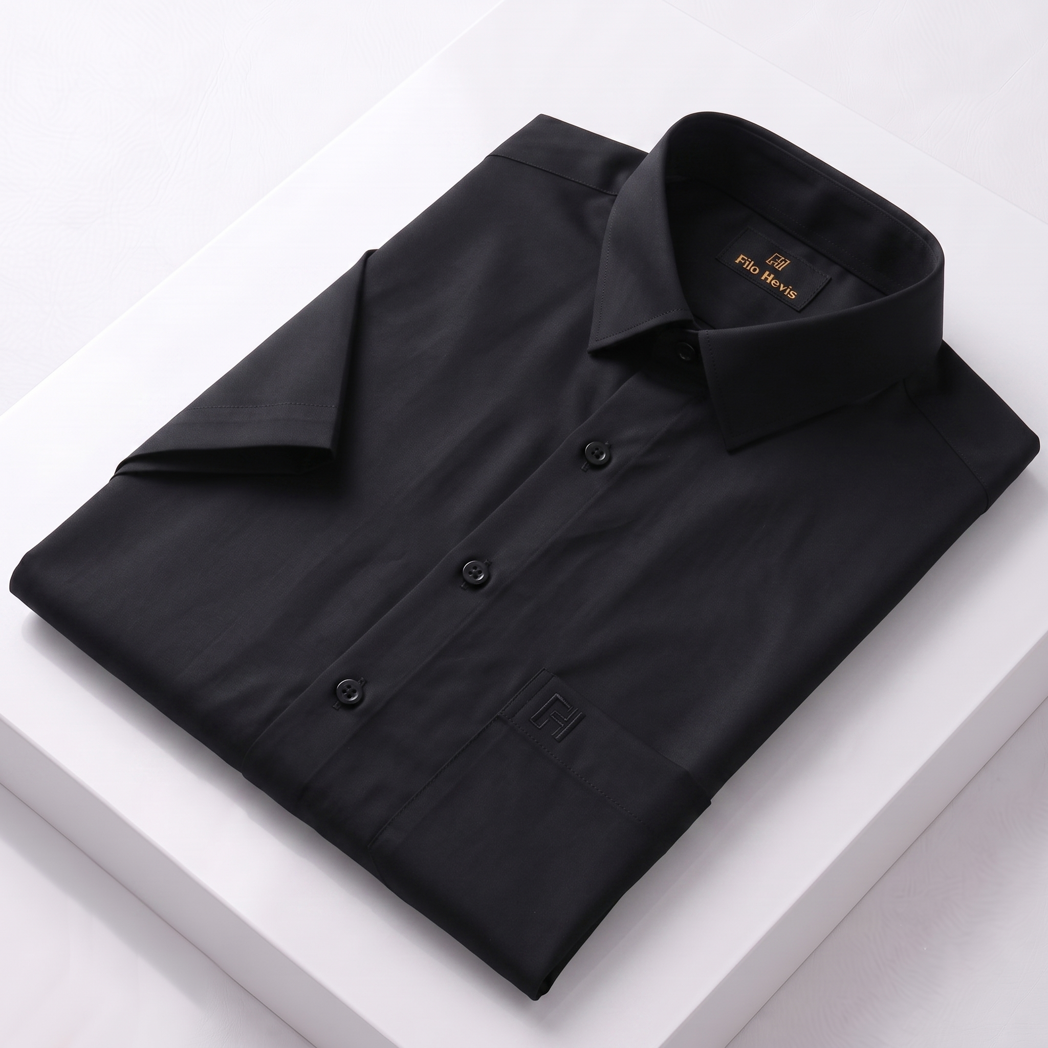 Men's Formal Half Sleeve Shirt-Black