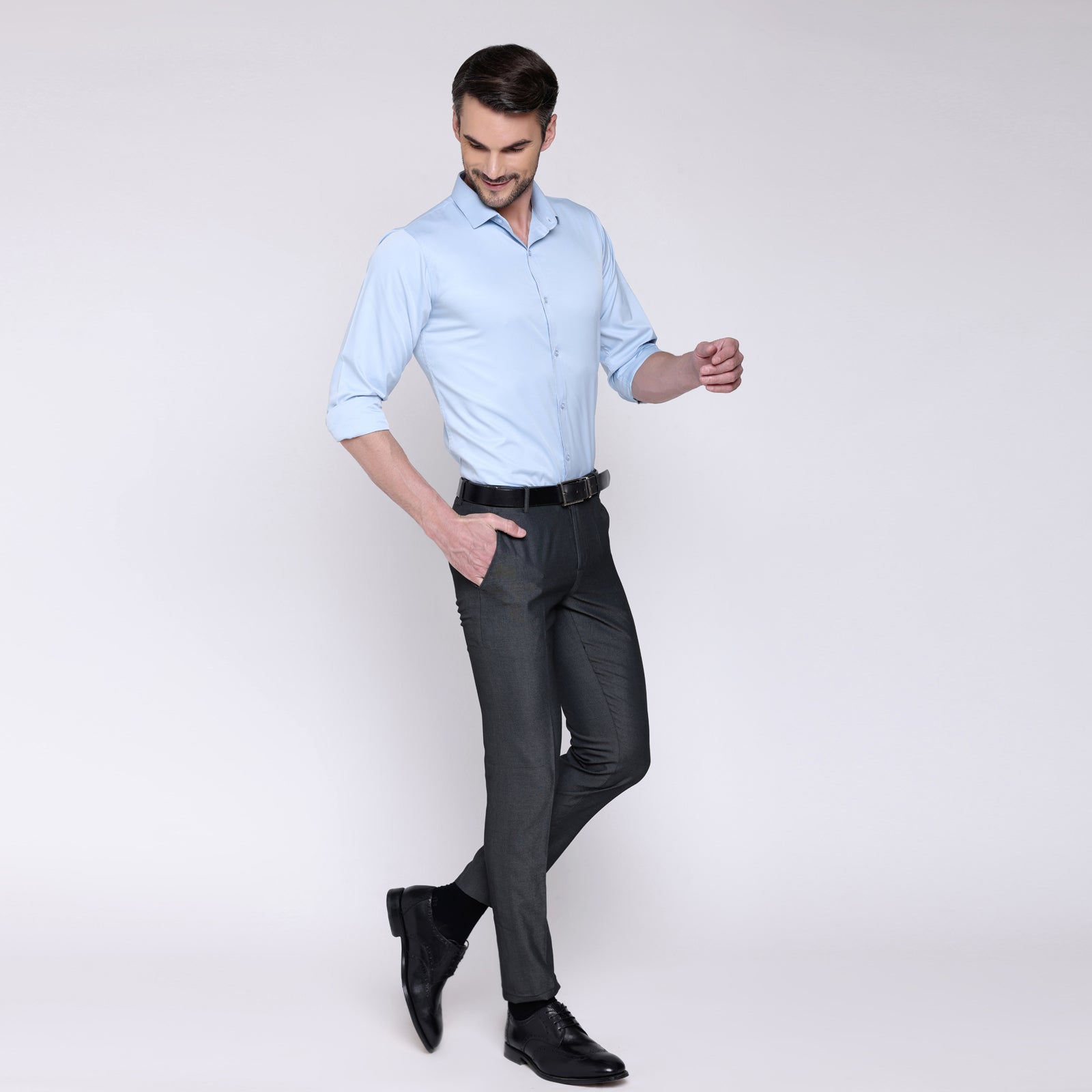Blue satin party wear shirt