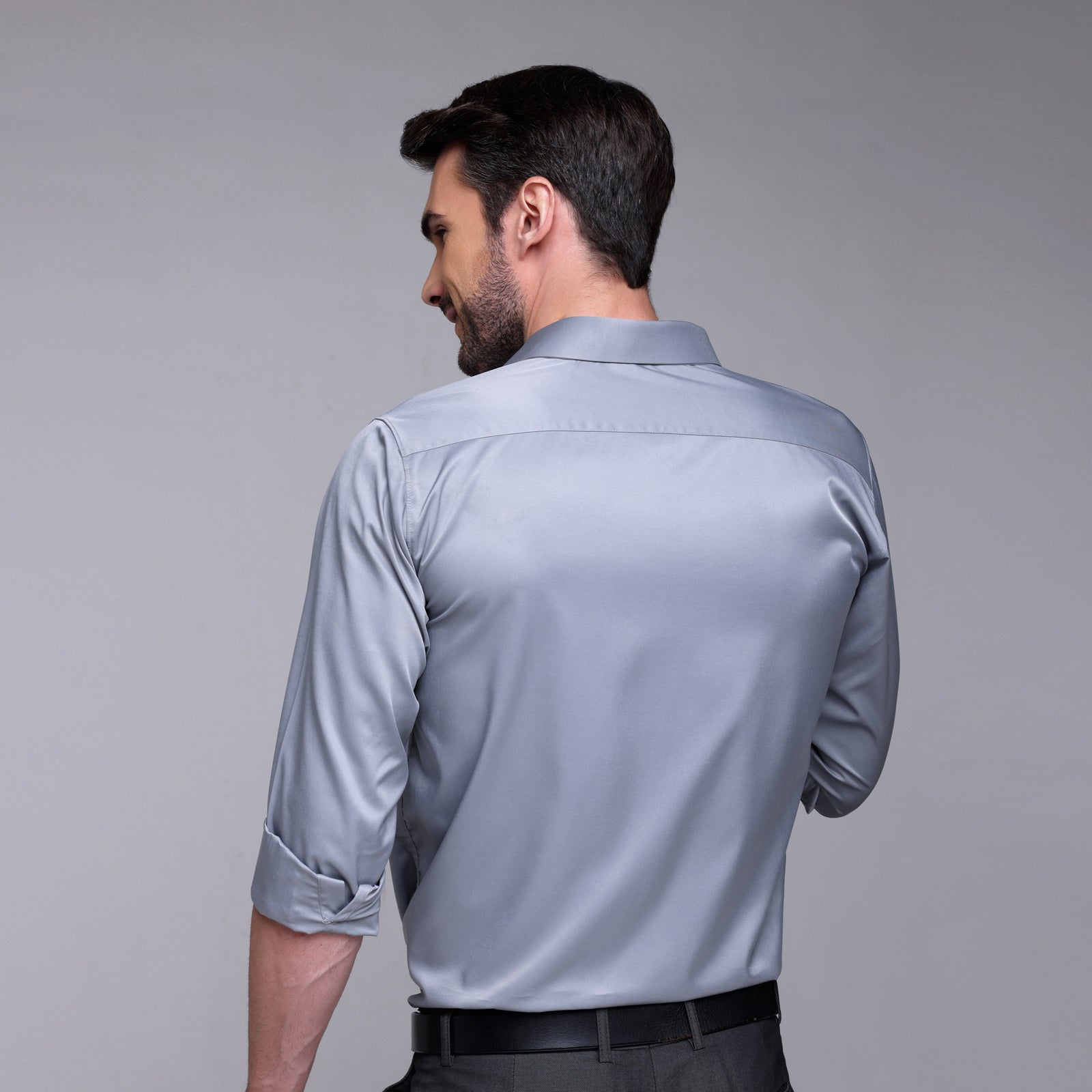 grey satin party shirt