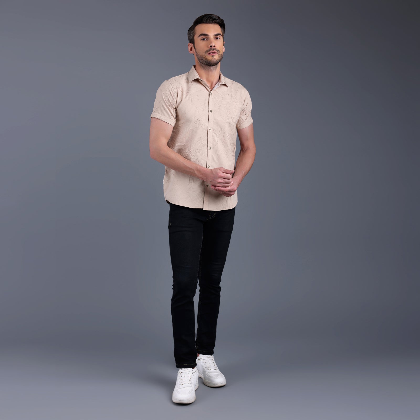 Coffee Coconut Textured Half shirt
