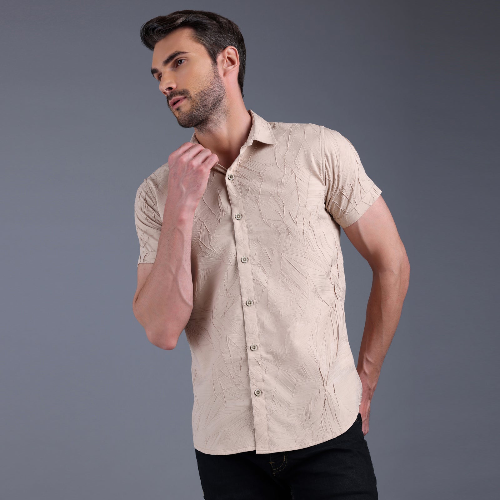 Coffee Coconut Textured Half shirt
