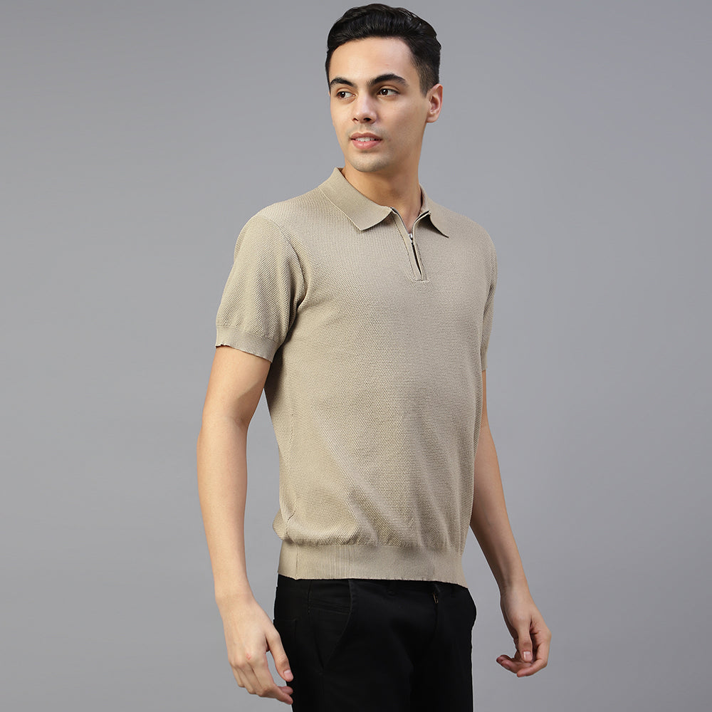 Peach Knitted Polo T-shirt