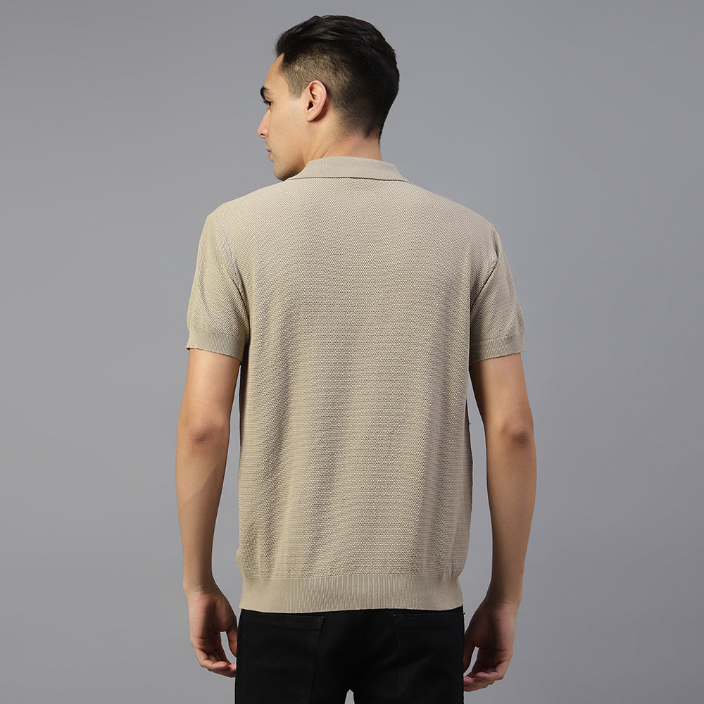 Peach Knitted Polo T-shirt