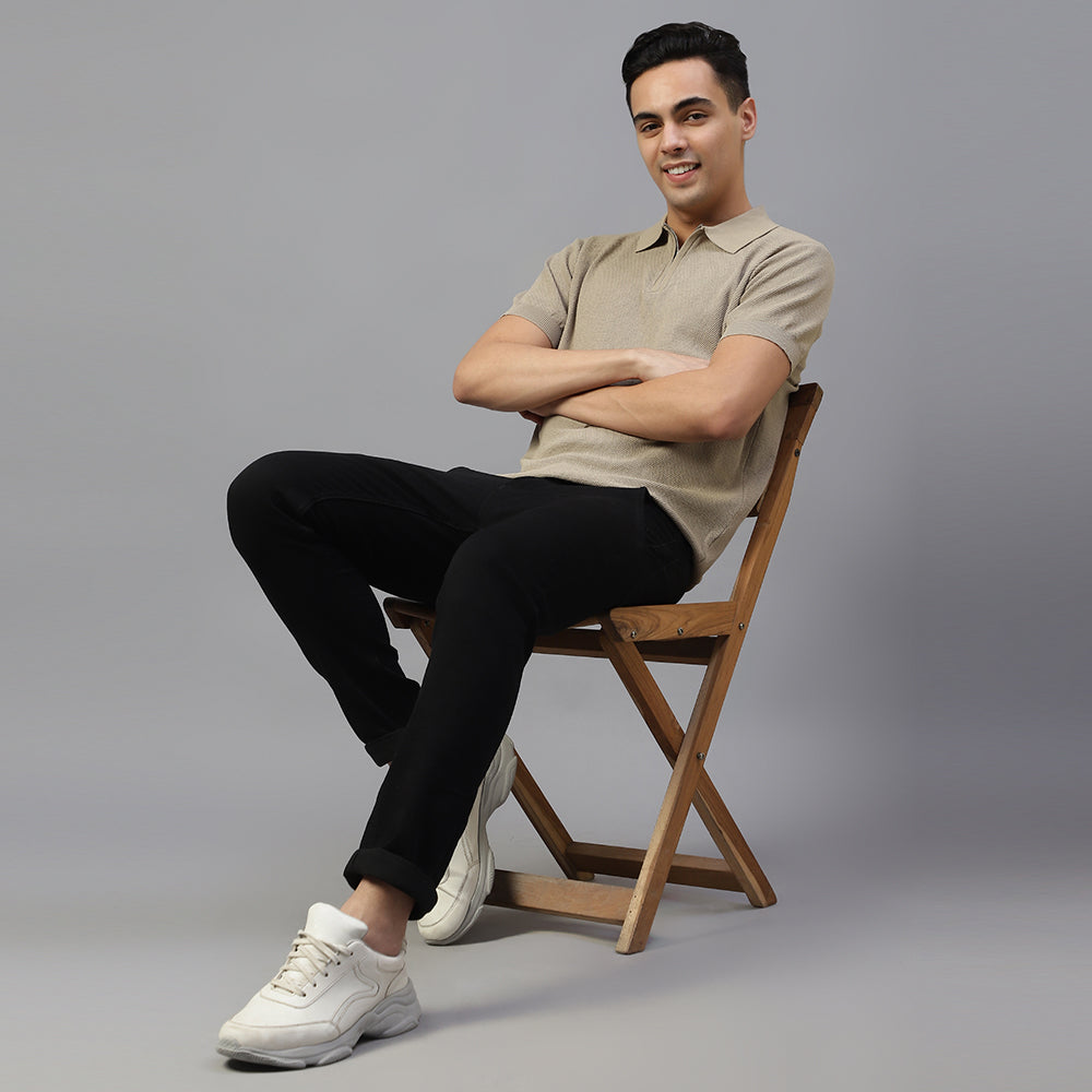 Peach Knitted Polo T-shirt