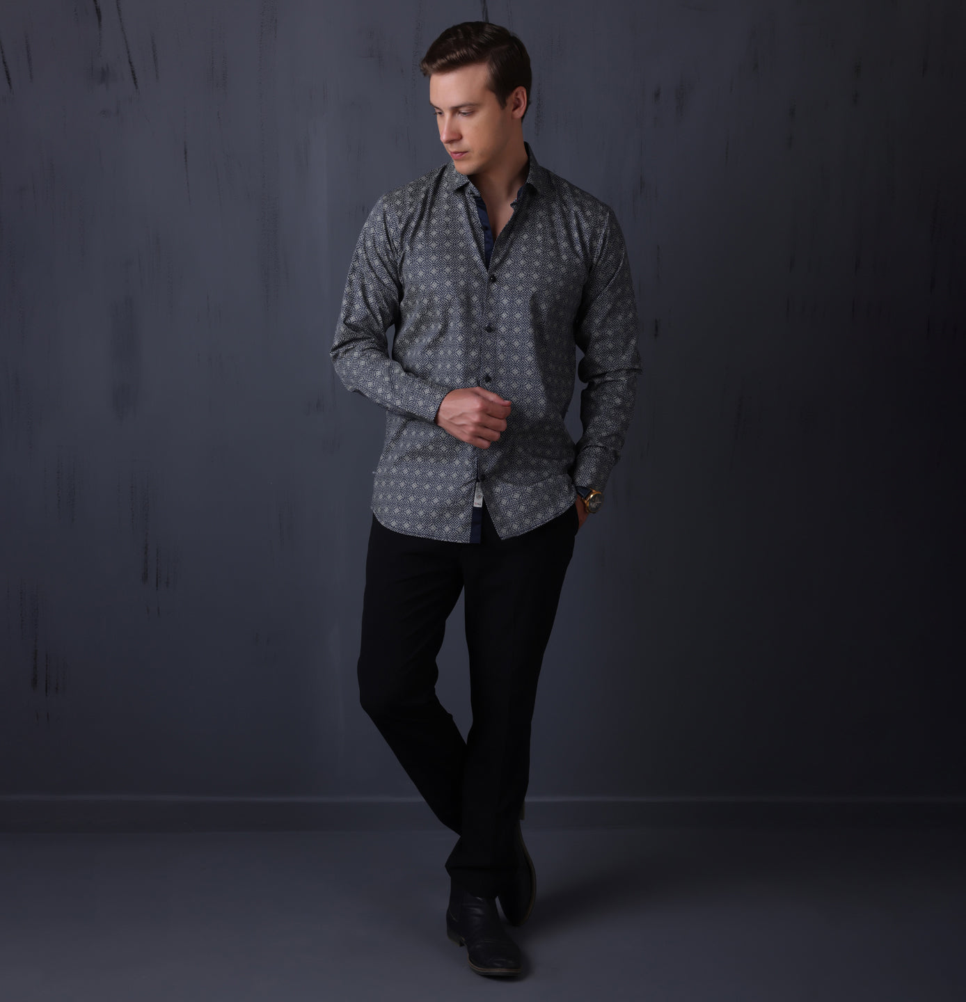 Print Shirt for Men | Smart Regular Fit | Navy My Store