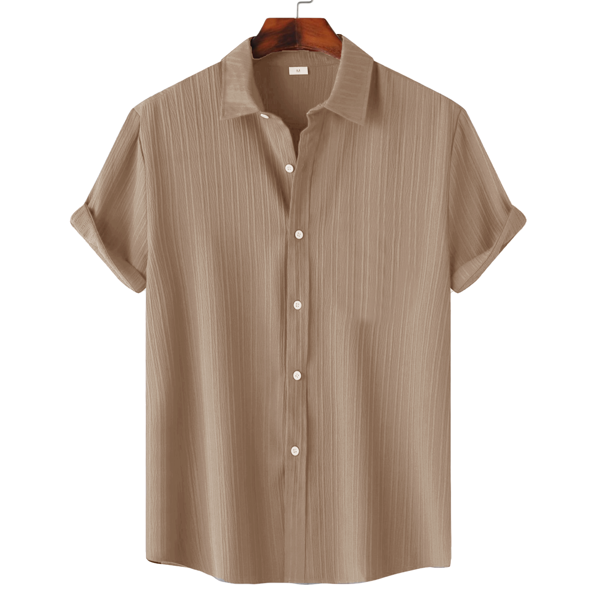 Men’s Textured Popcorn Half Sleeve Casual Shirt – Brown