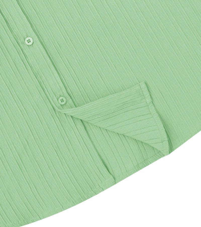 Men’s Textured Popcorn Half Sleeve Casual Shirt-GREEN