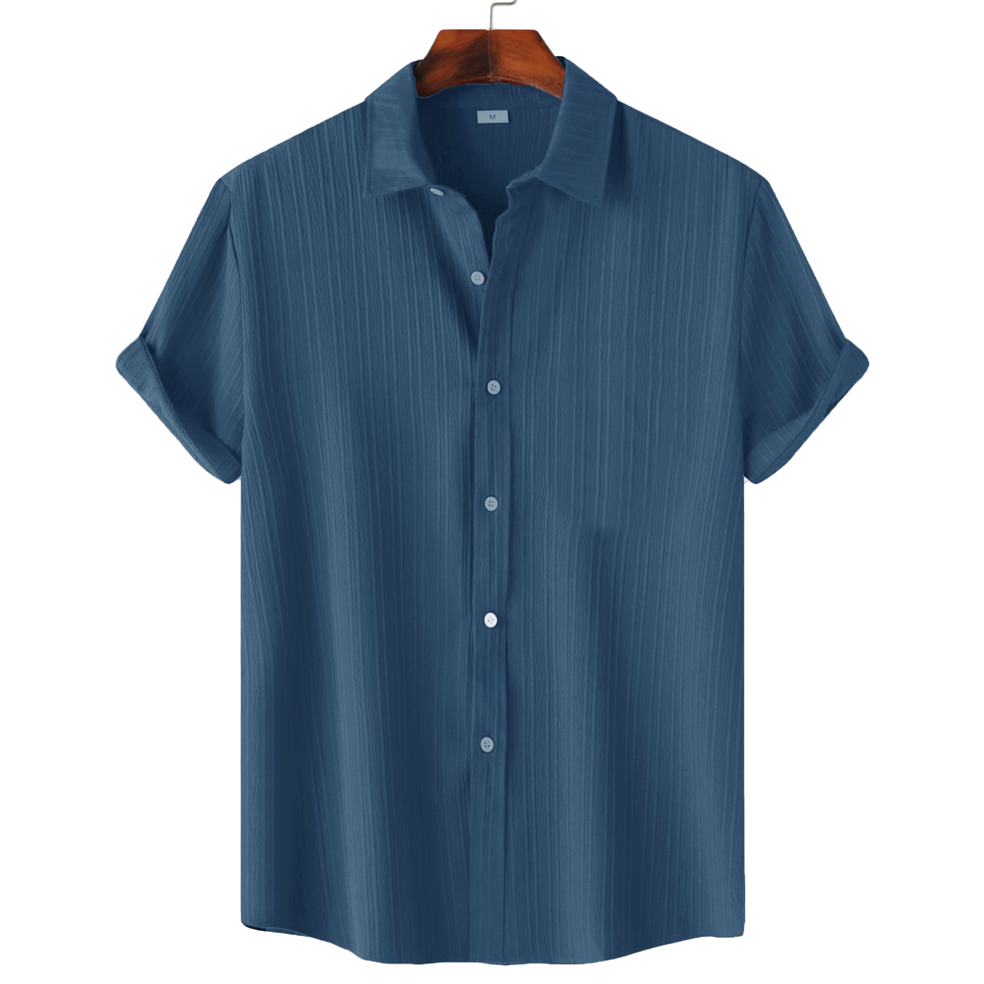 Men’s Textured Popcorn Half Sleeve Casual Shirt – Denim Blue