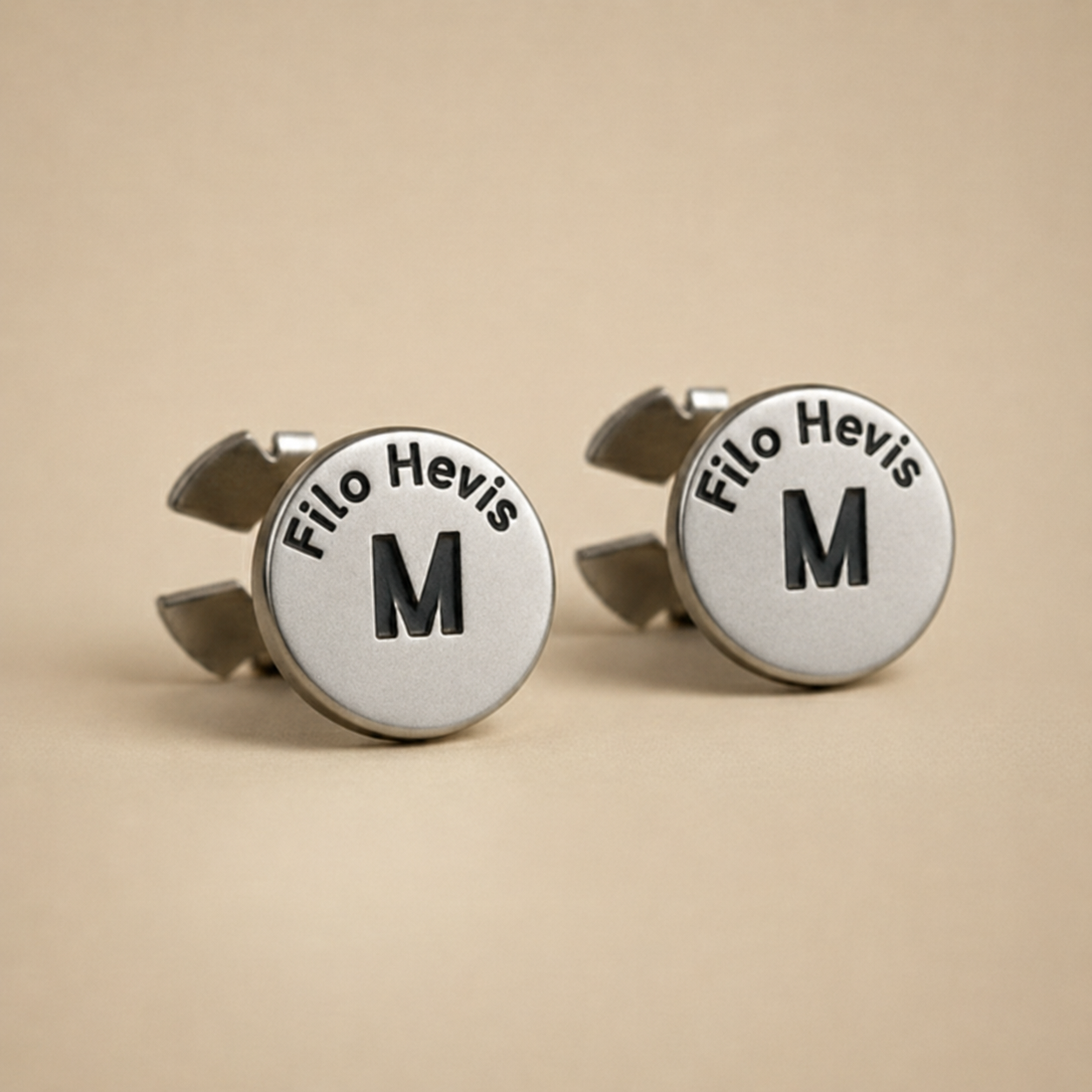 Filohevis Engraved Letter Metal Unisex Cufflinks – M (1 Pair)