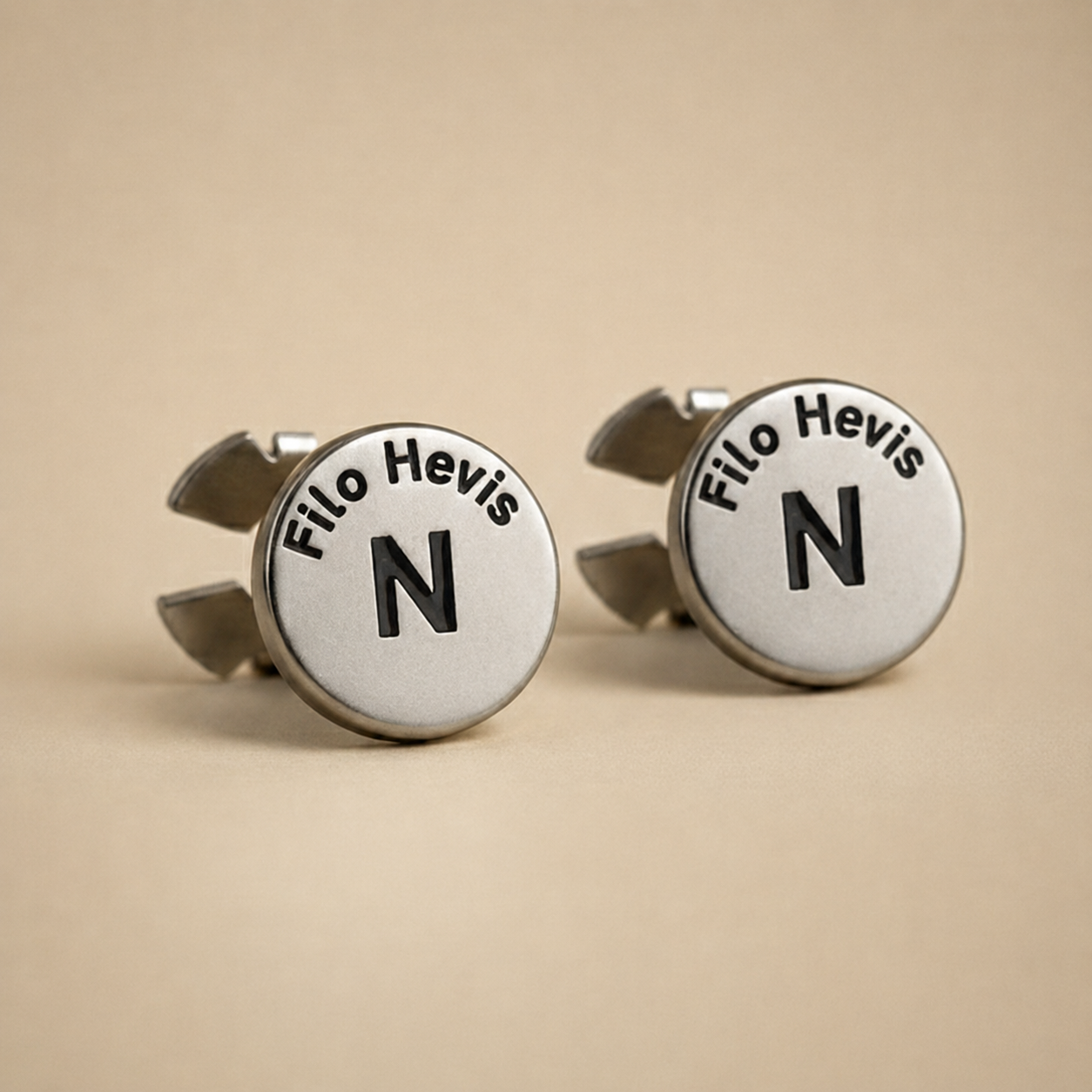Filohevis Engraved Letter Metal Unisex Cufflinks – N (1 Pair)