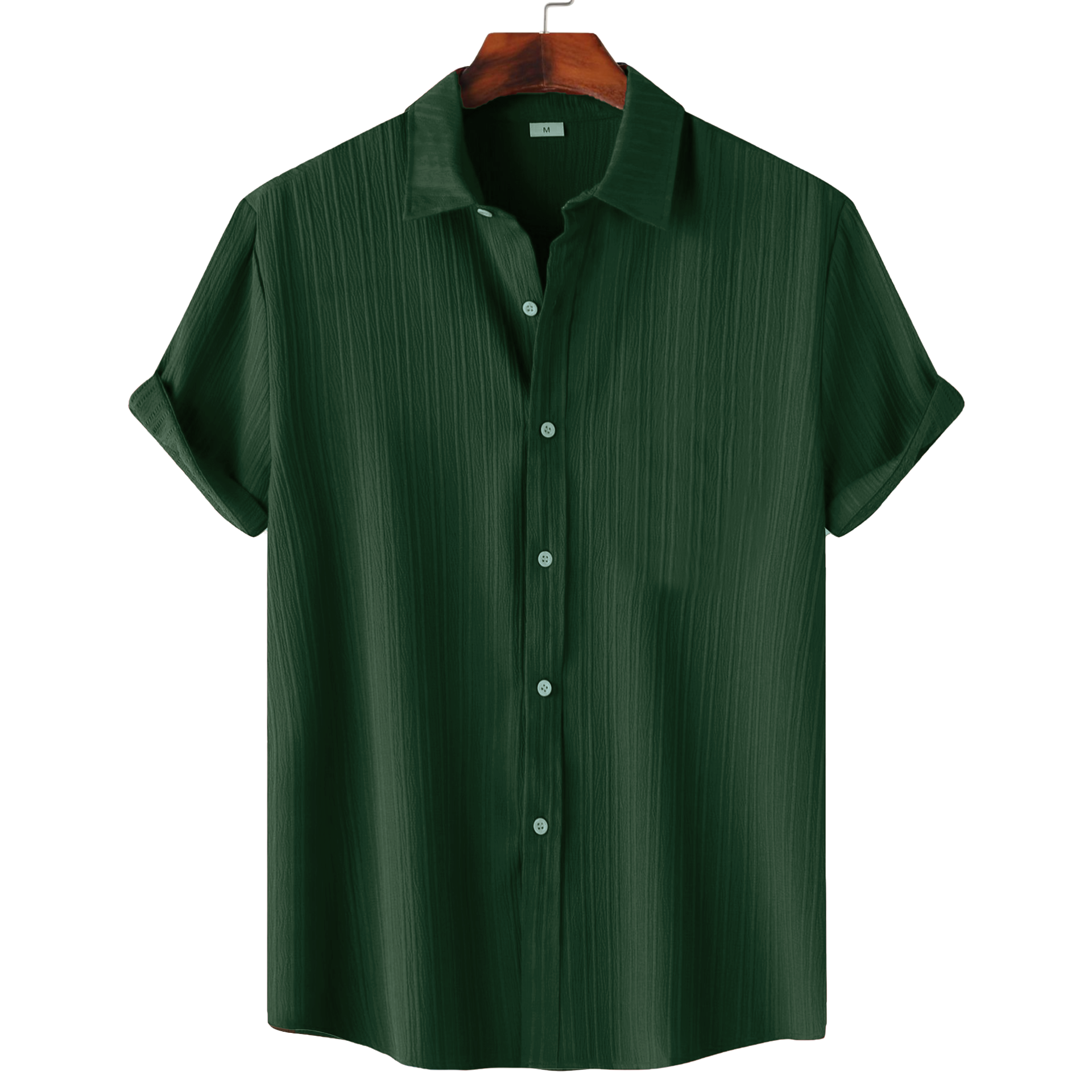 Men's Textured Popcorn Half Sleeve Casual Shirt – Mehndi Olive