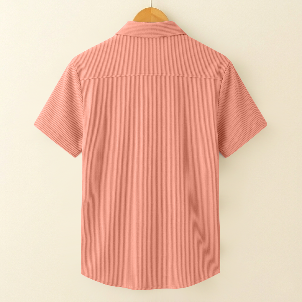SELF-CORD CASUAL SHIRTS FOR MEN BLENDED FABRIC | Half Sleeves | Peach