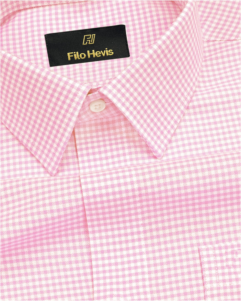 Oxford Cotton Check Shirt for Men |Slim fit | Pink