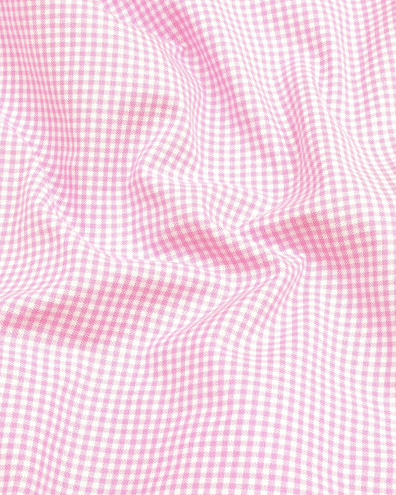 Oxford Cotton Check Shirt for Men |Slim fit | Pink
