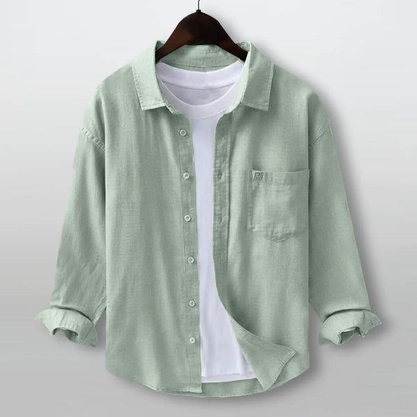 FINE LINEN SHIRTS FOR MEN (Full Sleeves)-Pista Green
