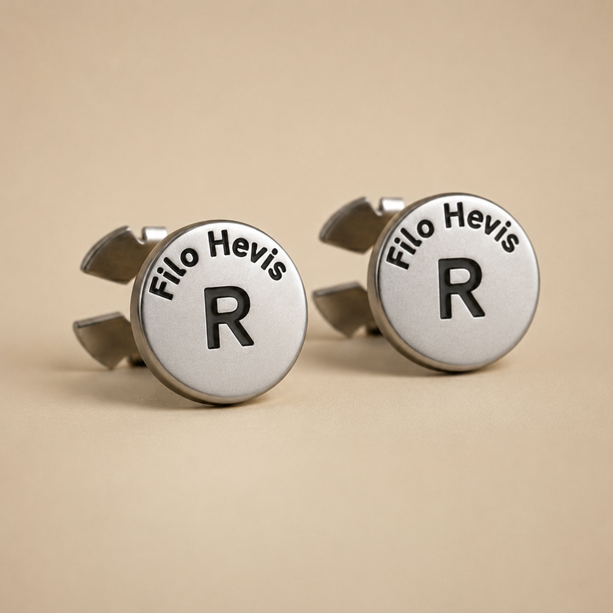 Filohevis Engraved Letter Metal Unisex Cufflinks – R (1 Pair)