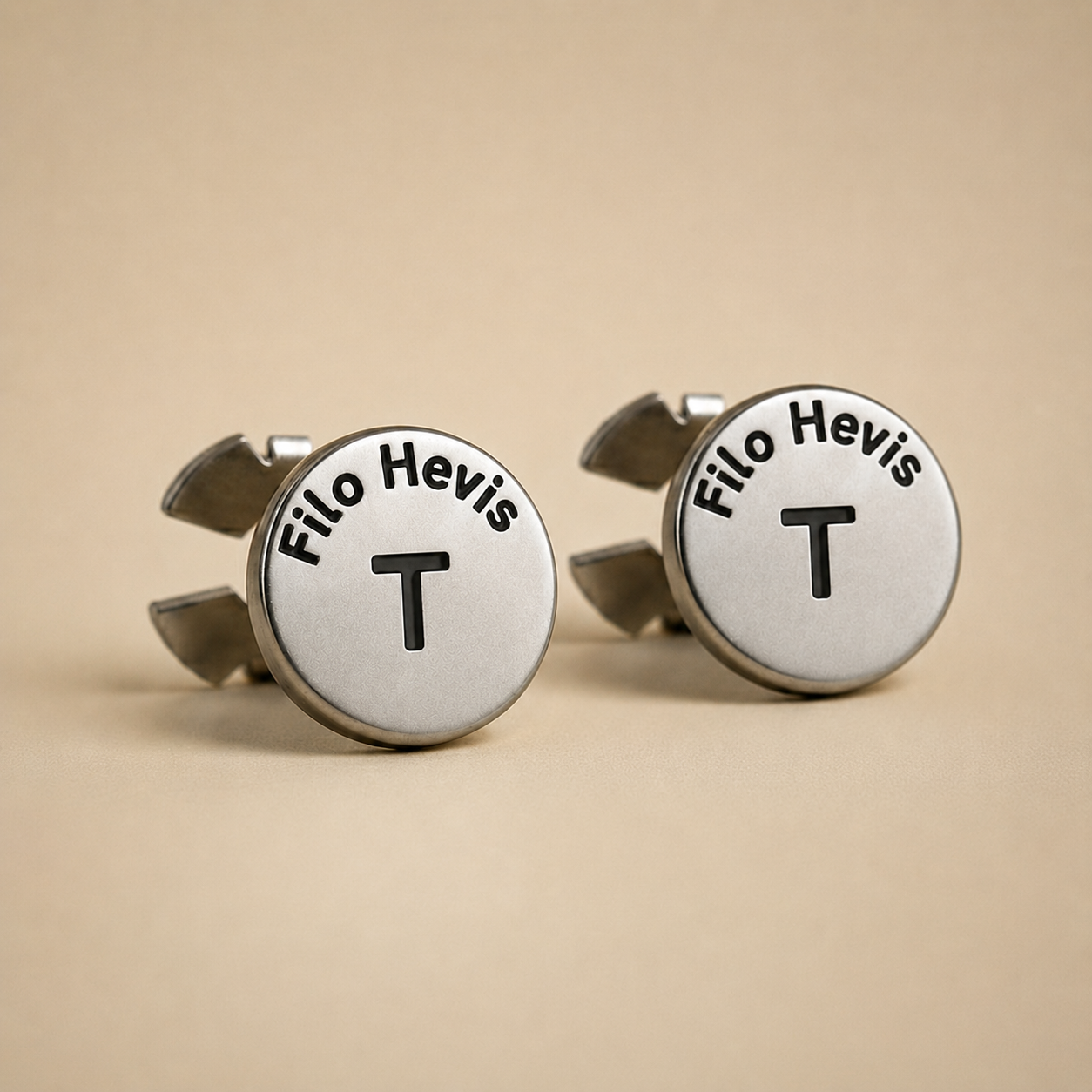 Filohevis Engraved Letter Metal Unisex Cufflinks – T (1 Pair)