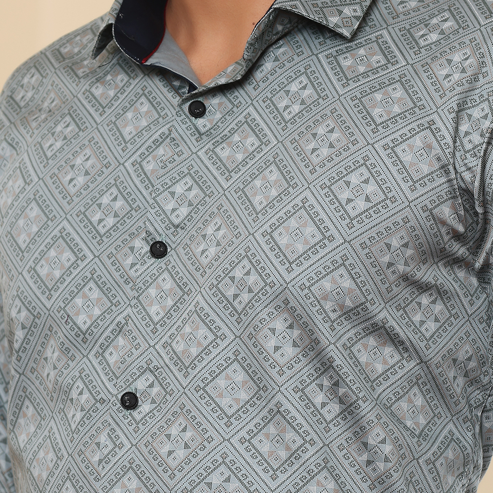 Print Shirt for Men | Smart Regular Fit | Green