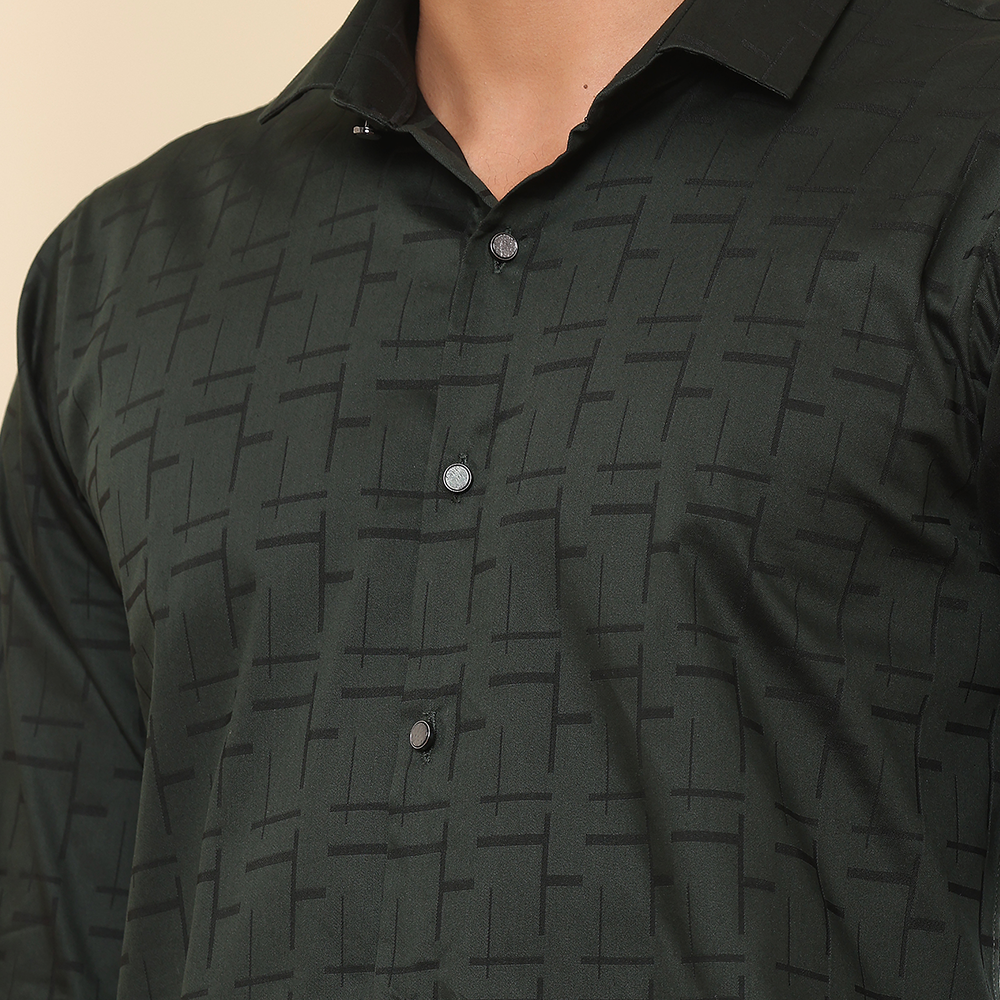 Print Shirt for Men | Smart Regular Fit | DARK GREEN My Store