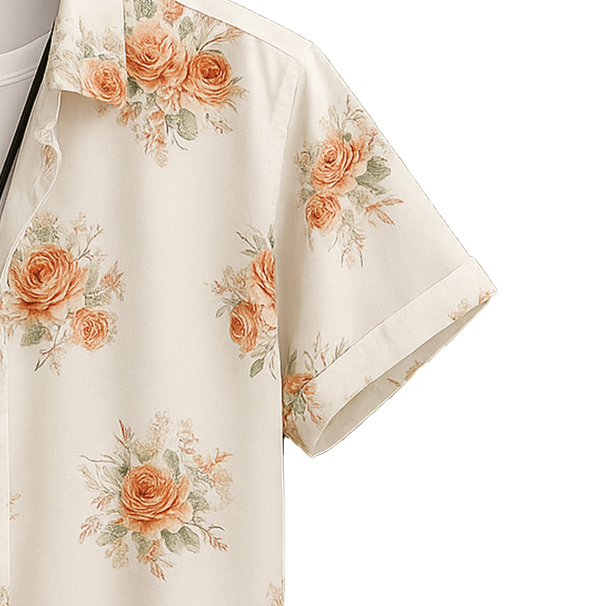 Orange Half Casual Printed Cotton Shirt Regular Fit For Men