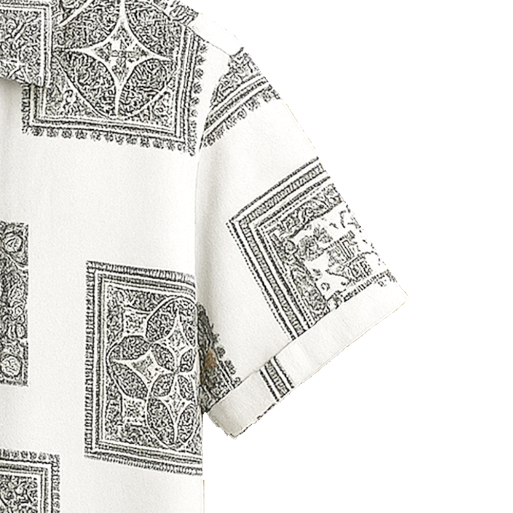 Men's Regular Fit Half Sleeve Printed Shirt-White