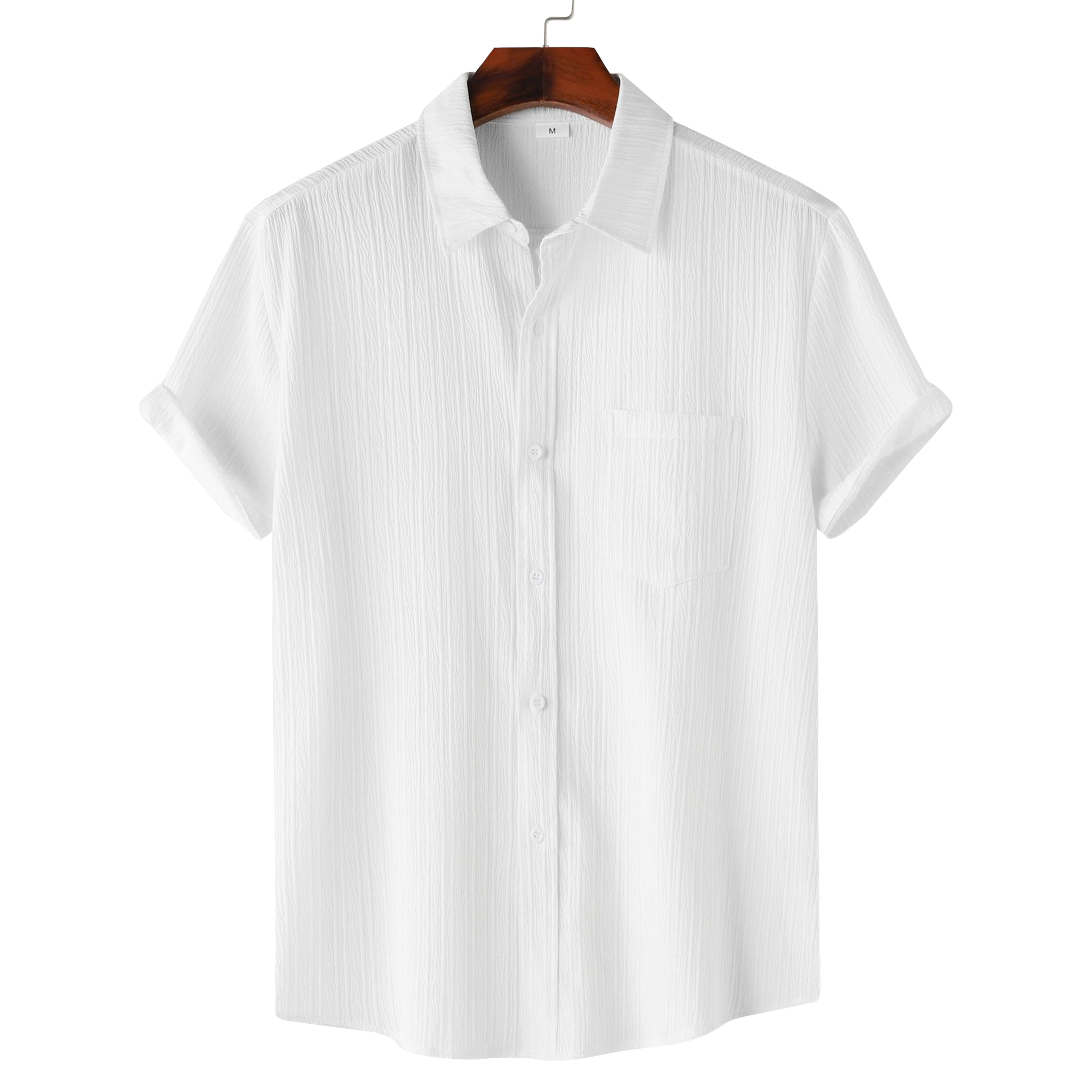 Men’s Textured Popcorn Half Sleeve Casual Shirt – White