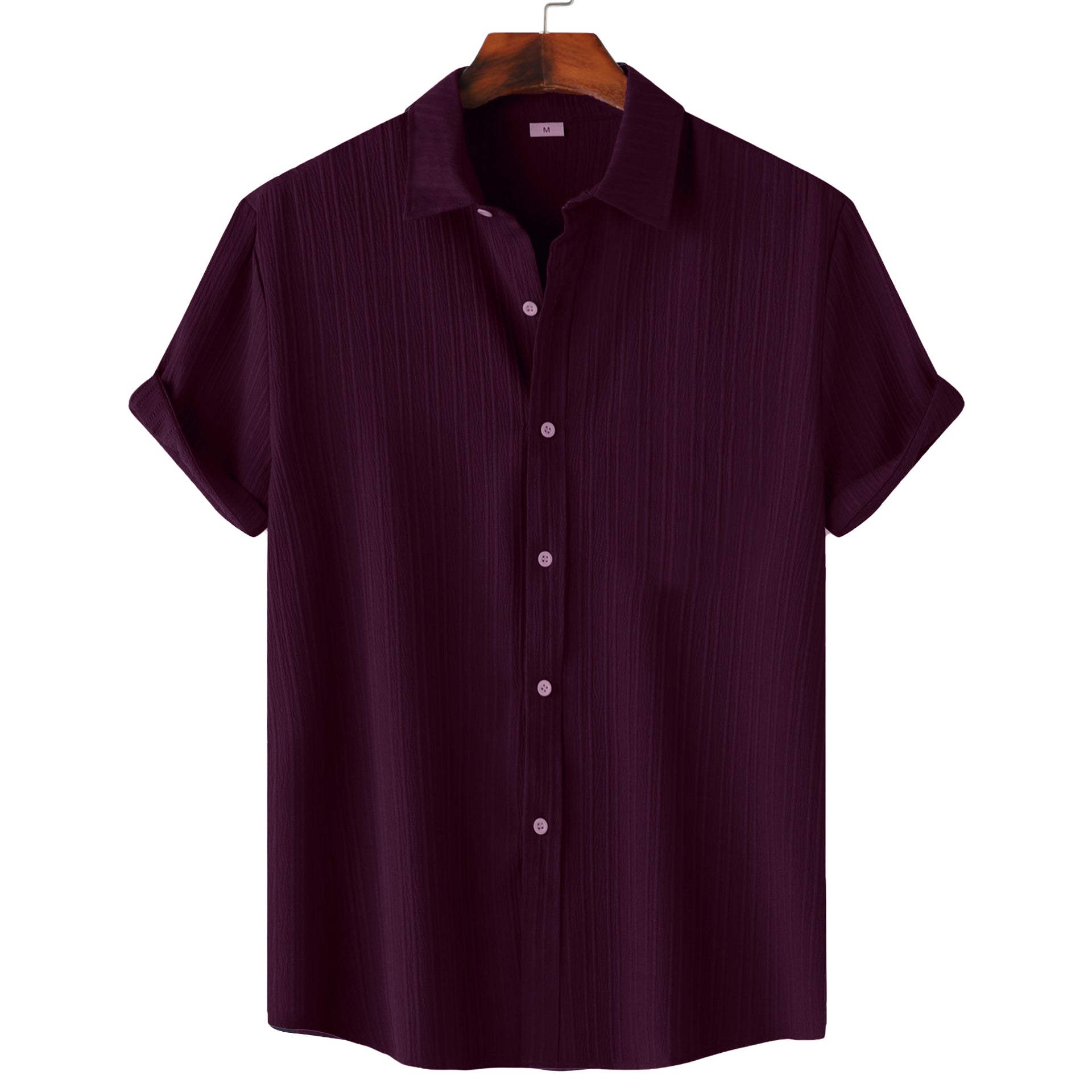 Men’s Textured Popcorn Half Sleeve Casual Shirt – Wine