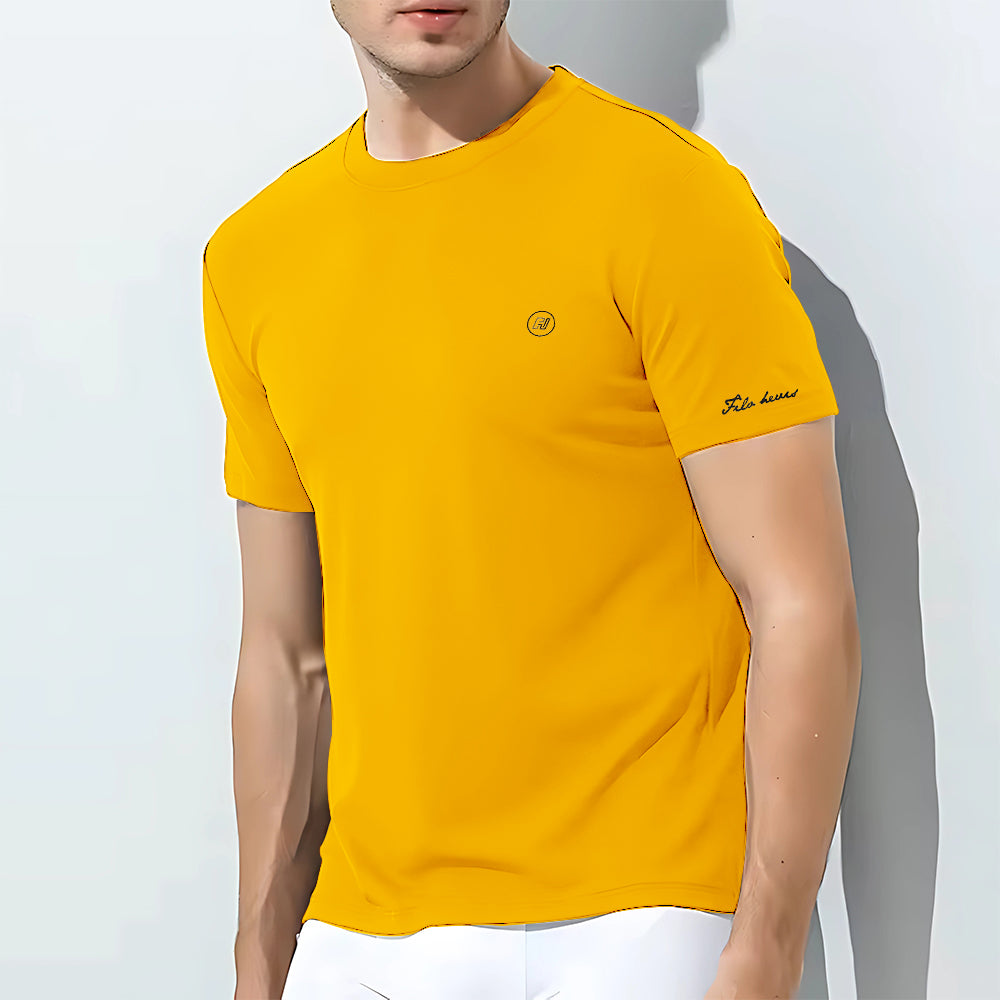 Men's Cotton Round Neck t-shirt Yellow