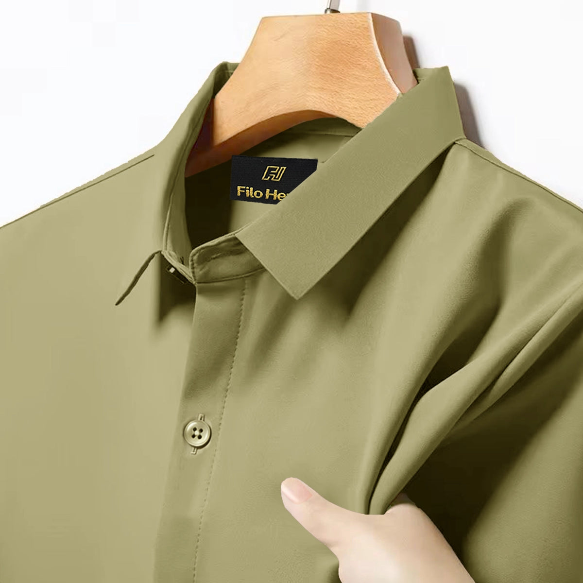 Japanese Lycra anti-wrinkle shirt | Party wear | Light-Greyish-Green