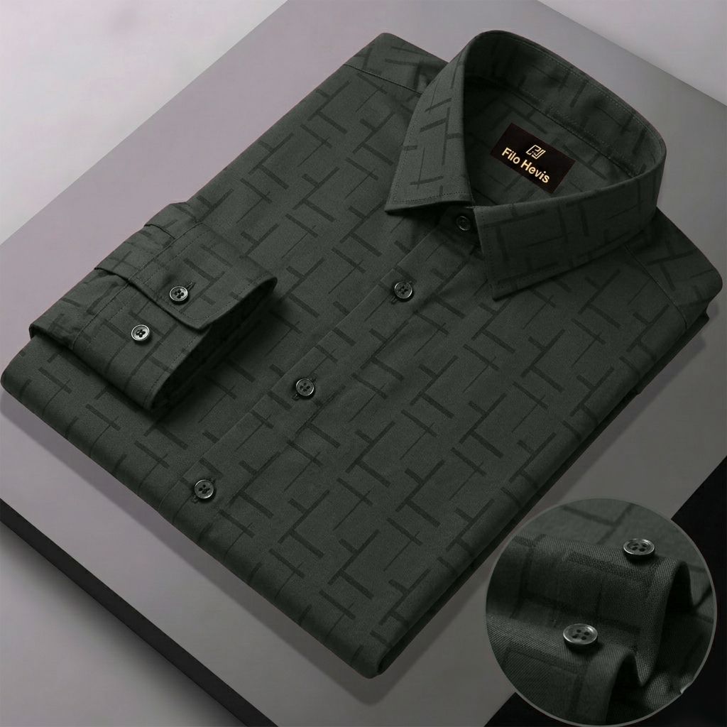 Print Shirt for Men | Smart Regular Fit | DARK GREEN My Store