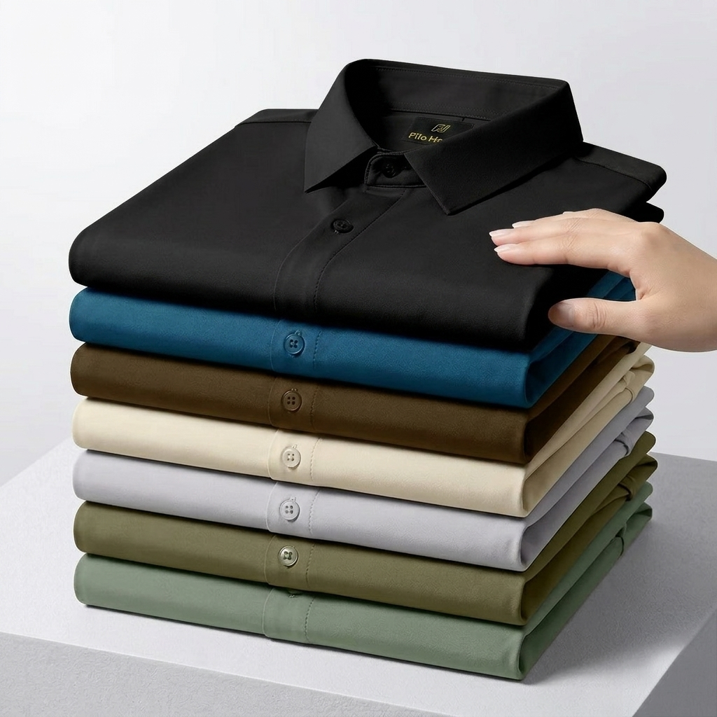 Men's Premium Stretch Formal Shirt with Gold Collar Pins | Wrinkle-Resistant | Party & Office Wear | Black My Store
