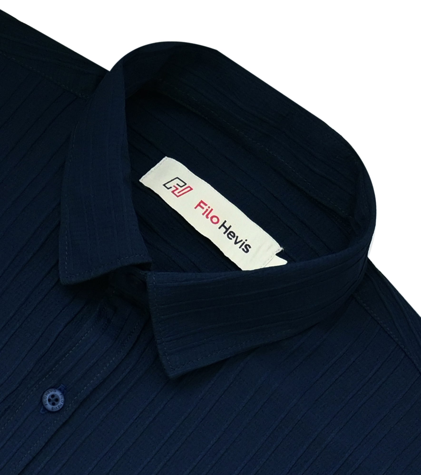 Men’s Textured Popcorn Half Sleeve Casual Shirt – Navy Blue