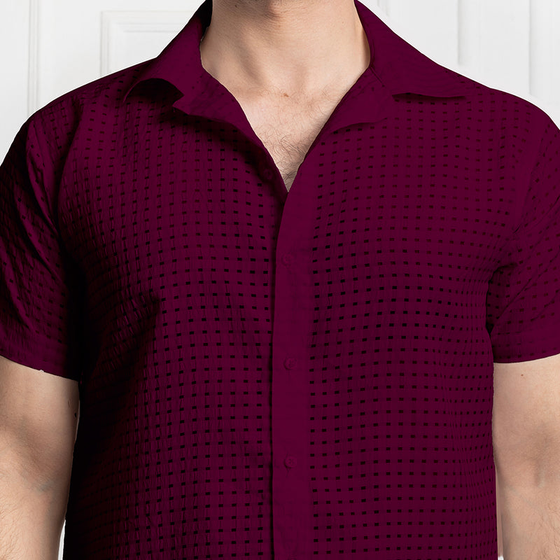 SLIM FIT NET HALF SHIRTS FOR MEN | SUMMER CASUAL SHIRTS Purple
