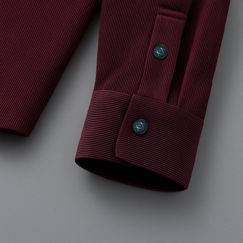 COTTON CORDUROY SHIRT FOR WINTER STYLE | 21-WALES CORDUROY | DOUBLE POCKET | Wine