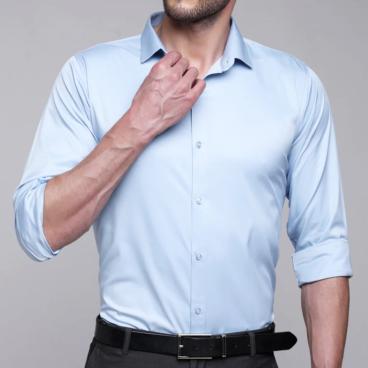 Sky Blue Satin Shirt