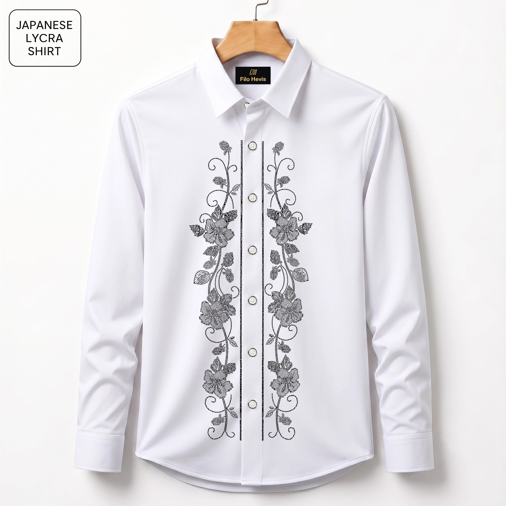 Flower Embroidery Party Shirts | Club Wear | White
