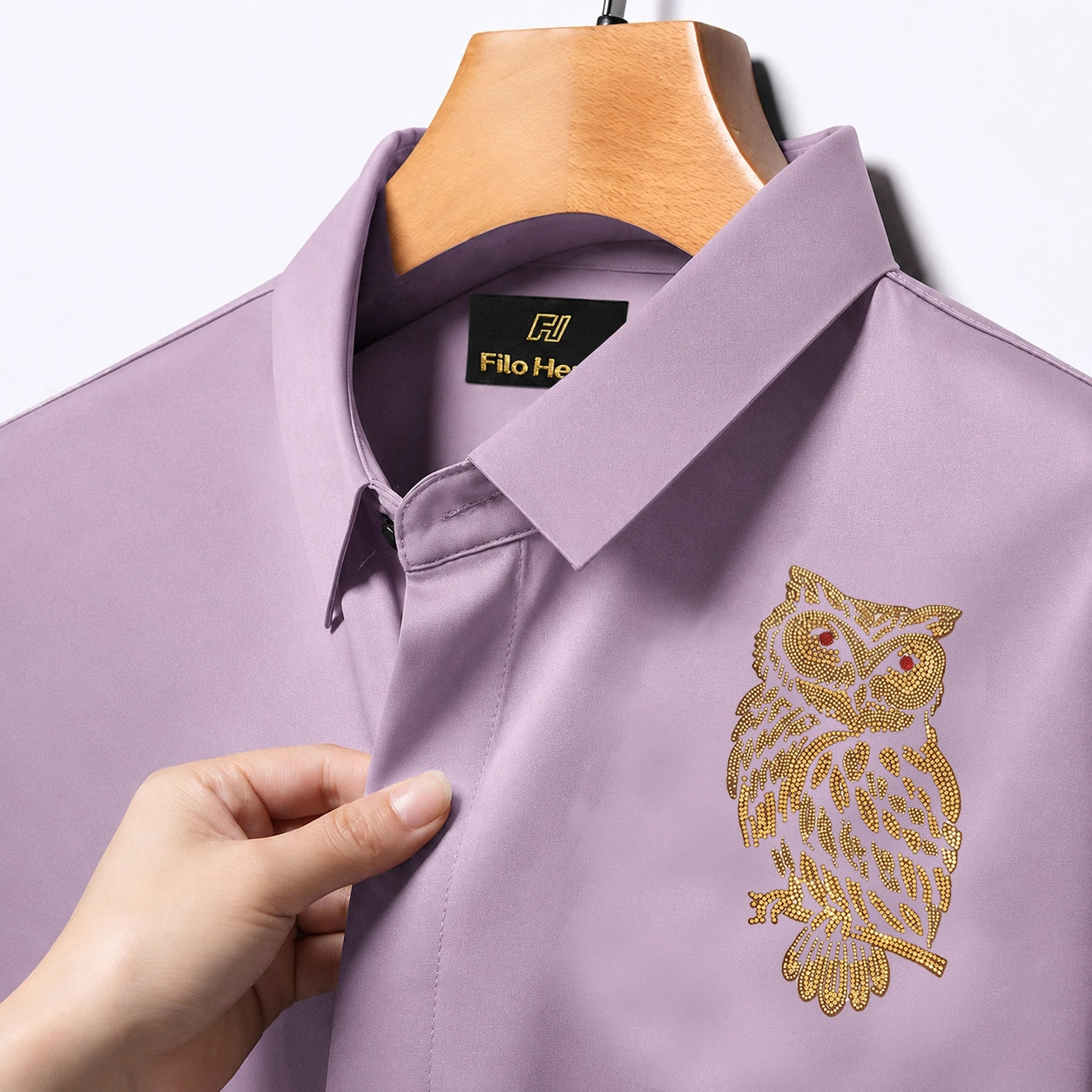 Owl Embroidery Party Shirts | Club Wear | Onion